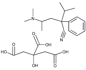 异柠檬酸4-二甲氨基-2,2-异丙基苯基戊腈结构式