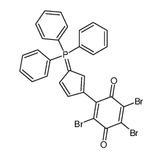 6-(triphenylphosphonio-3'-cyclopentadienyl)-2,3,5-tribromocylohexa-2,5-diene-1,4-dione结构式