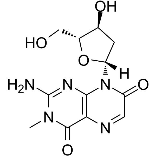 3-甲基-8-(2′-脱氧-β-D-呋喃核糖基)异黄嘌呤结构式