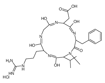Cyclo(L-arginylglycyl-L-α-aspartyl-D-phenylalanyl-N-Methyl-L-valyl), hydrochloride (1:1)结构式