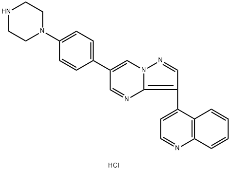 4-(6-(4-(Piperazin-1-yl)phenyl)pyrazolo[1,5-a]pyrimidin-3-yl)quinoline tetrahydrochloride结构式
