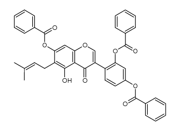 2',4',7-tris(benzoyloxy)-5-hydroxy-6-(3-methyl-2-butenyl)isoflavone Structure
