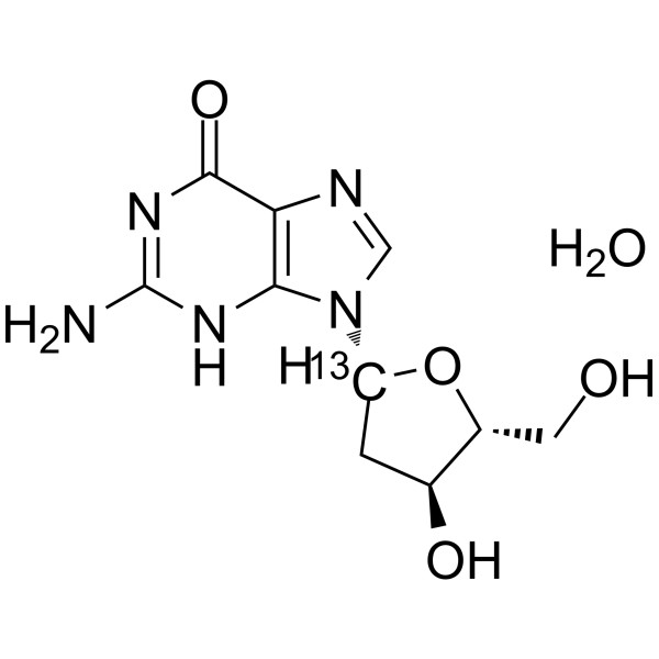 2'-Deoxyguanosine-13C monohydrate Structure