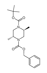 (2R,5S)-1-benzyloxycarbonyl-4-tert-butoxycarbonyl-2,5-dimethylpiperazine结构式
