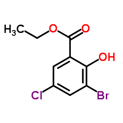3-溴-5-氯-2-羟基苯甲酸乙酯结构式