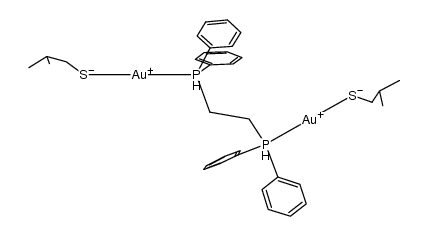 1,2-bis(diphenylphosphanyl)ethanebis(isobutylthiolate)digold(I) Structure