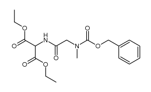 [(N-benzyloxycarbonyl-N-methyl-glycyl)-amino]-malonic acid diethyl ester结构式