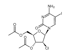 1-(3,5-di-O-acetyl-2-chloro-2-deoxy-β-D-arabinofuranosyl)-5-iodocytosine Structure