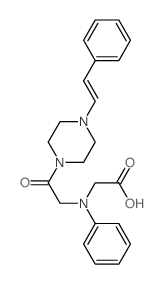 [(2-Oxo-2-{4-[(E)-2-phenylvinyl]piperazin-1-yl}ethyl)(phenyl)amino]acetic acid结构式