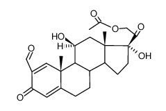 2-Formyl-11β.17α-dihydroxy-21-acetoxy-pregnadien-(1.4)-on-(3.20)结构式