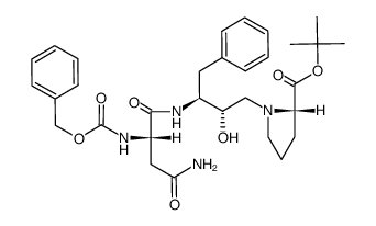 N-[3(S)-[[N-(benzyloxycarbonyl)-L-asparaginyl]amino]-2(S)-hydroxy-4-phenylbutyl]-L-proline tert.butyl ester结构式
