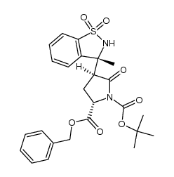 (2S,4S)-2-benzyl 1-tert-butyl 4-((R)-3-methyl-1,1-dioxido-2,3-dihydrobenzo[d]isothiazol-3-yl)-5-oxopyrrolidine-1,2-dicarboxylate Structure