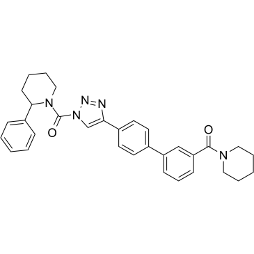 [3-[4-[1-(2-phenylpiperidine-1-carbonyl)triazol-4-yl]phenyl]phenyl]-piperidin-1-ylmethanone结构式