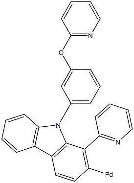 2[-(2-pyridinyl)-9-[3-(2-pyridinyloxy) phenyl]- 9H-Carbazole]Palladium Structure