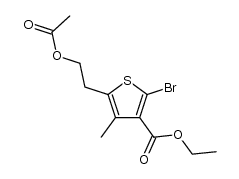 Ethyl 5-(2-acetoxyethyl)-2-bromo-4-methylthiophene-3-carboxylate Structure