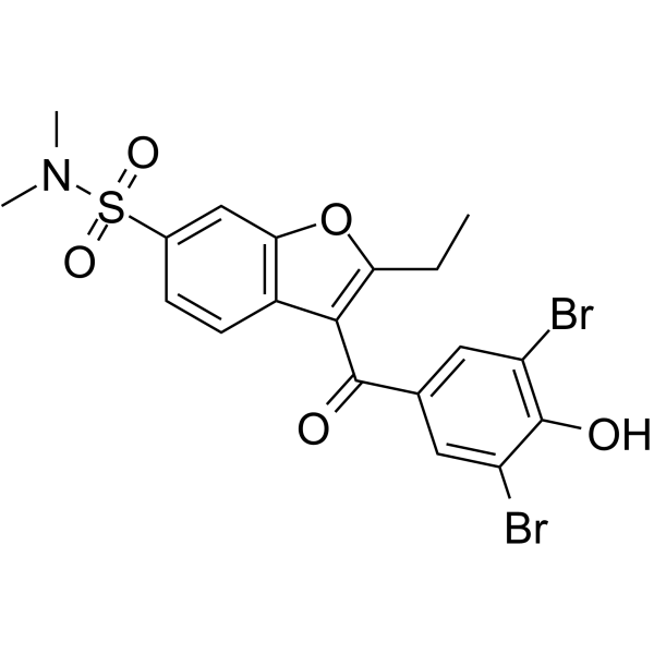 3-(3,5-二溴-4-羟基苯甲酰基)-2-乙基-N,N-二甲基苯并呋喃-6-磺酰胺结构式