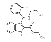 3-[(2-氯苯基)(2-羟基乙基氨基)甲基]-1H-吲哚-2-羧酸乙酯结构式