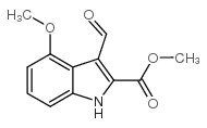 3-甲酰基-4-甲氧基-1H-吲哚-2-羧酸甲酯结构式