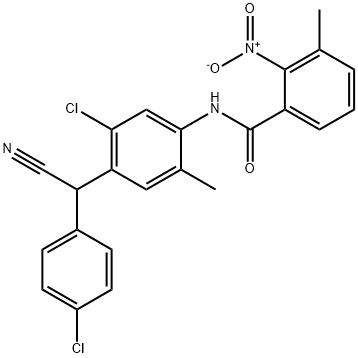 N-[5-氯-4-[(4-氯苯基)(氰基)甲基]-2-甲基苯基]-3-甲基-2-硝基苯甲酰胺结构式