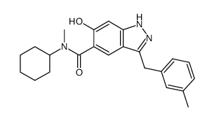 5-(N-cyclohexyl-N-methylaminocarbonyl)-3-(3-methyl-benzyl)-6-hydroxy-1H-indazole Structure