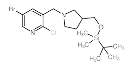 5-Bromo-3-((3-((tert-butyldimethylsilyloxy)methyl) pyrrolidin-1-yl)methyl)-2-chloropyridine structure