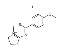 (Z)-5-(((4-methoxyphenyl)(methylthio)methylene)amino)-1-methyl-3,4-dihydro-2H-pyrrol-1-ium iodide Structure