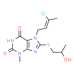 7-(3-chloro-2-butenyl)-8-[(2-hydroxypropyl)sulfanyl]-3-methyl-3,7-dihydro-1H-purine-2,6-dione Structure