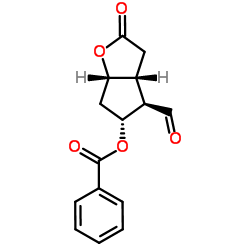 [3aR(3aa,4a,5b,6aa)]-(-)-5-(苯甲酰氧基)六氢-2-氧代-2H-环戊并[b]呋喃-4-甲醛结构式
