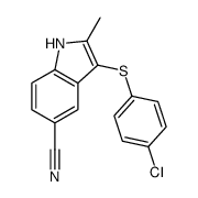 3-[(4-氯苯基)硫代]-5-氰基-2-甲基-1H-吲哚结构式