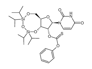 3',5'-O-(tetraisopropyl-disiloxane-1,3-diyl)-2'-O-phenoxythiocarbonyl-uridine结构式
