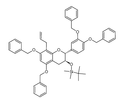 5,7,3',4'-tetra-O-benzyl-8-allyl-3-(tert-butyldimethylsilyl)-catechin Structure