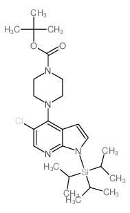4-(5-氯-1-(三异丙基甲硅烷基)-1H-吡咯并[2,3-b]吡啶-4-基)哌嗪-1-羧酸叔丁酯结构式
