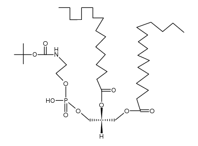 hexadecanoic acid 3-[((2-((tert-butoxycarbonyl)amino)ethoxy)hydroxyphosphoryl)oxy]-2-(hexadecanoyloxy)propyl ester结构式