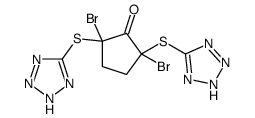 2,5-dibromo-2,5-bis(2H-tetrazol-5-ylsulfanyl)cyclopentan-1-one结构式