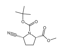 methyl (2S)-N-(tert-butoxycarbonyl)-5R-cyanoprolinecarboxylate Structure