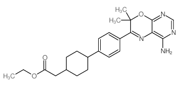 2-(4-(4-(4-氨基-7,7-二甲基-7H-嘧啶并[4,5-b][1,4]噁嗪-6-基)苯基)环己基)乙酸乙酯结构式