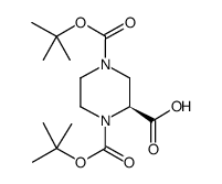 (S)-1-N-boc-4-N-boc-哌嗪-2-甲酸结构式