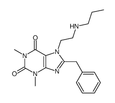 8-benzyl-1,3-dimethyl-7-(2-propylamino-ethyl)-3,7-dihydro-purine-2,6-dione结构式