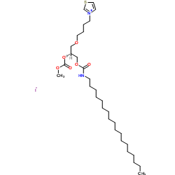 3-4(R)-2-(Methoxycarbonyl)oxy-3-(octadecylcarbamoyl)oxypropoxybutyl th iazolium iodide结构式