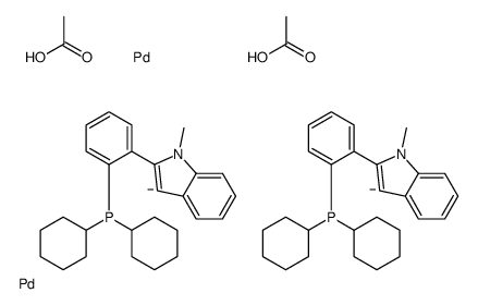 acetic acid,dicyclohexyl-[2-(1-methyl-3H-indol-3-id-2-yl)phenyl]phosphane,palladium结构式