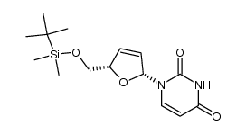 1-((2R,5S)-5-((tert-butyldimethylsilyloxy)methyl)-2,5-dihydrofuran-2-yl)pyrimidine-2,4(1H,3H)-dione Structure