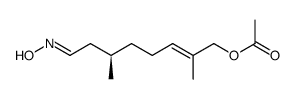 (-)-(6R)-(2E)-1-acetoxy-7-hydroxyimino-2,6-dimethylhept-2-ene Structure
