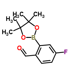 4-氟-2-(4,4,5,5-四甲基-1,3,2-二氧硼戊烷-2-基)苯甲醛结构式