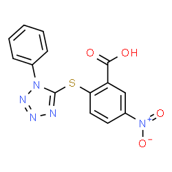 5-Nitro-2-(1-phenyl-1H-tetrazol-5-ylsulfanyl)-benzoic acid结构式