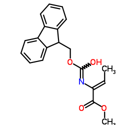 Methyl (2Z)-2-{(E)-[(9H-fluoren-9-ylmethoxy)(hydroxy)methylene]amino}-2-butenoate结构式