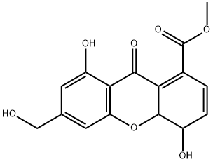 4,4a-Dihydro-4,8-dihydroxy-6-hydroxymethyl-9-oxo-9H-xanthene-1-carboxylic acid methyl ester Structure