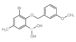 3-溴-5-甲基-2-(3'-甲氧基苄氧基)苯基硼酸结构式