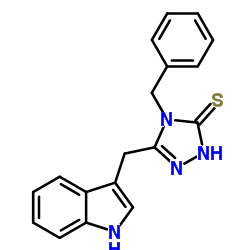 4-Benzyl-5-(1H-indol-3-ylmethyl)-2,4-dihydro-3H-1,2,4-triazole-3-thione结构式