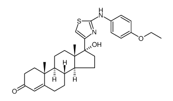 Androst-4-en-3-one, 17α-hydroxy-17-(2-p-phenetidino-4-thiazolyl)结构式