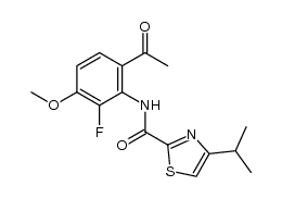 N-(6-acetyl-2-fluoro-3-methoxyphenyl)-4-isopropylthiazole-2-carboxamide结构式